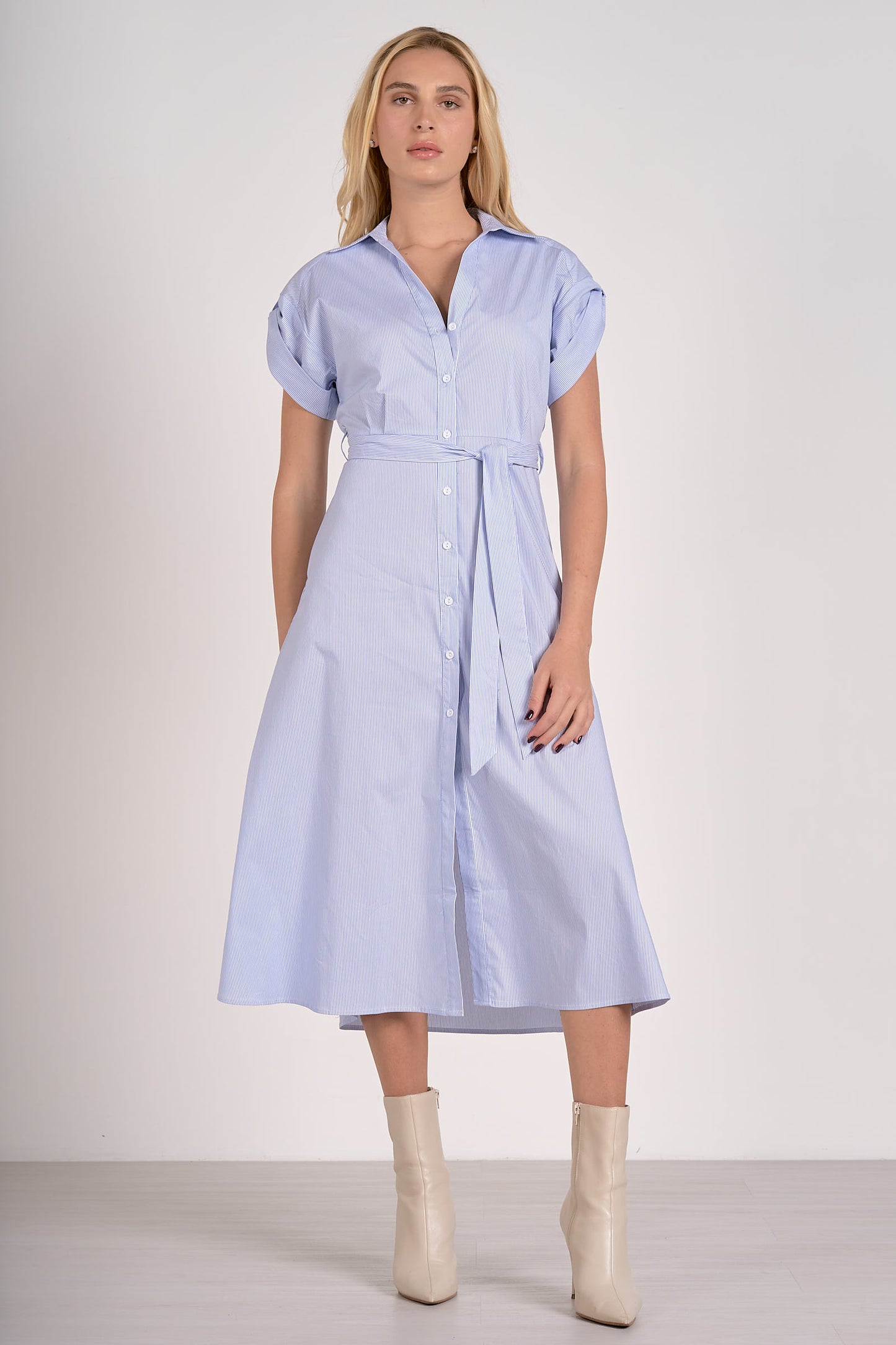 Pale Blue Striped Dress