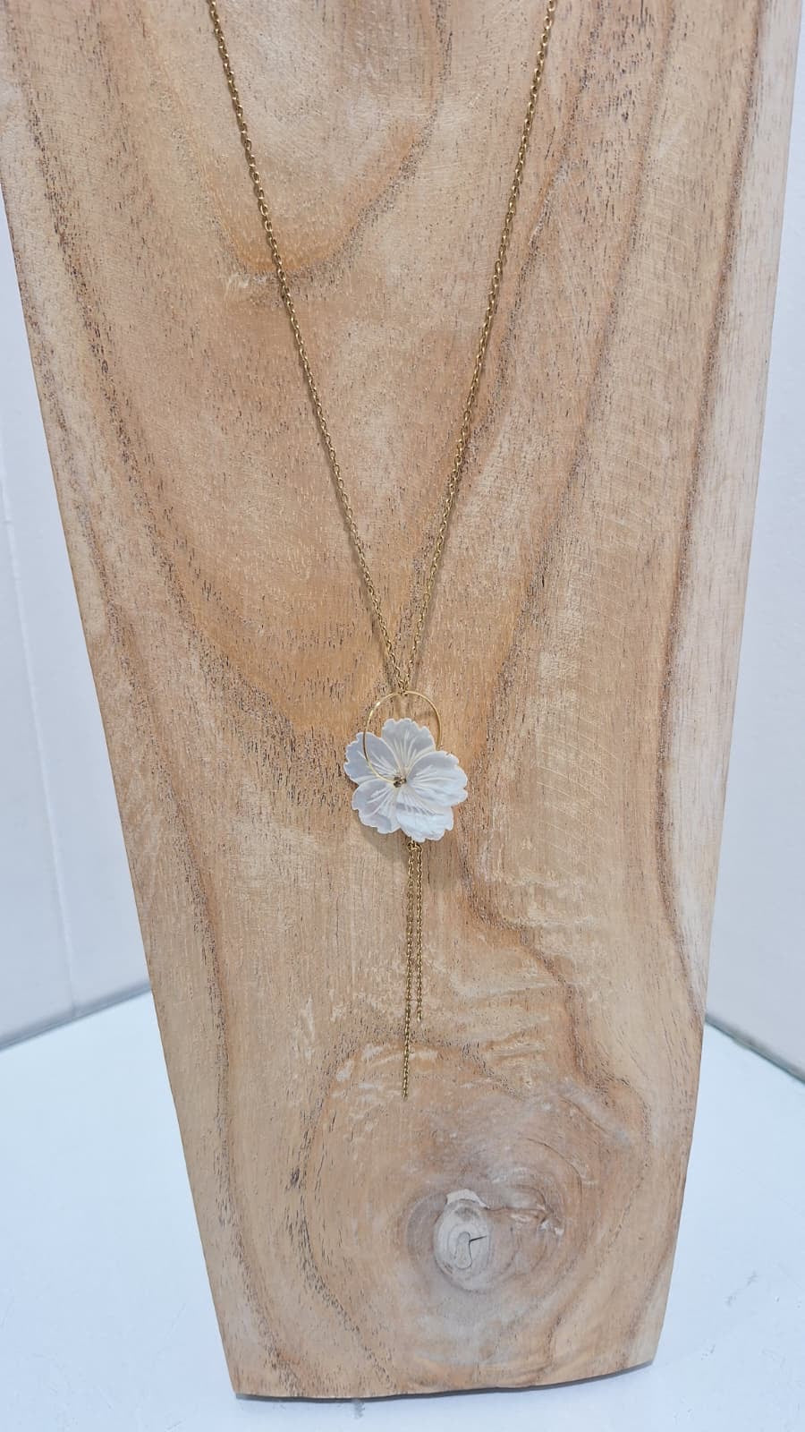 Long White Flower Necklace