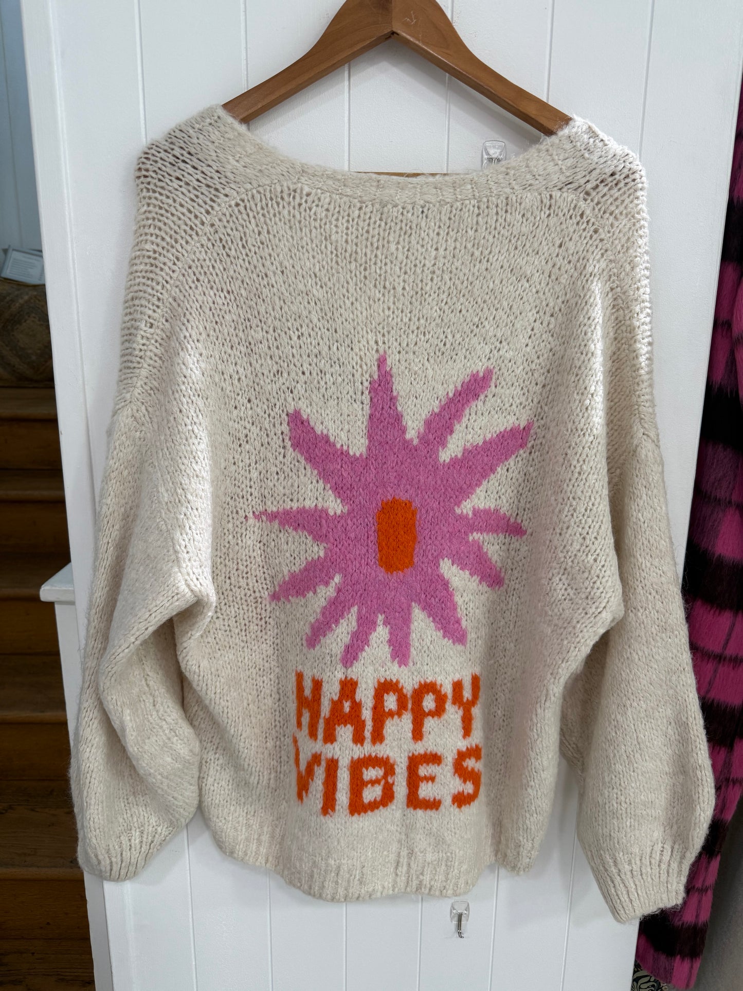 'Good Vibes' Knitted Cardigan-Cream