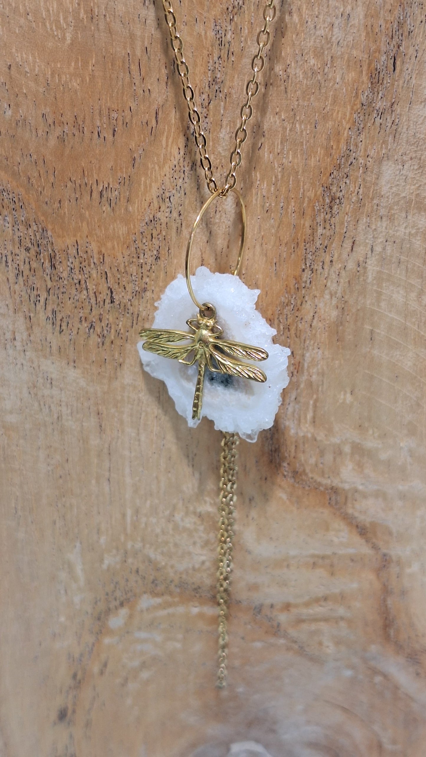 Dragonfly Necklace with Crystal Drop