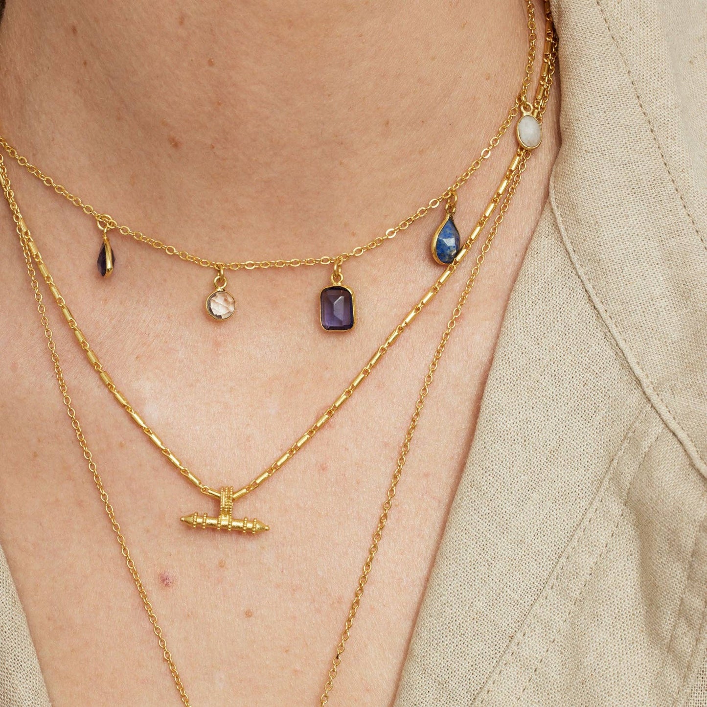 Aubrey Charm Necklace Navy