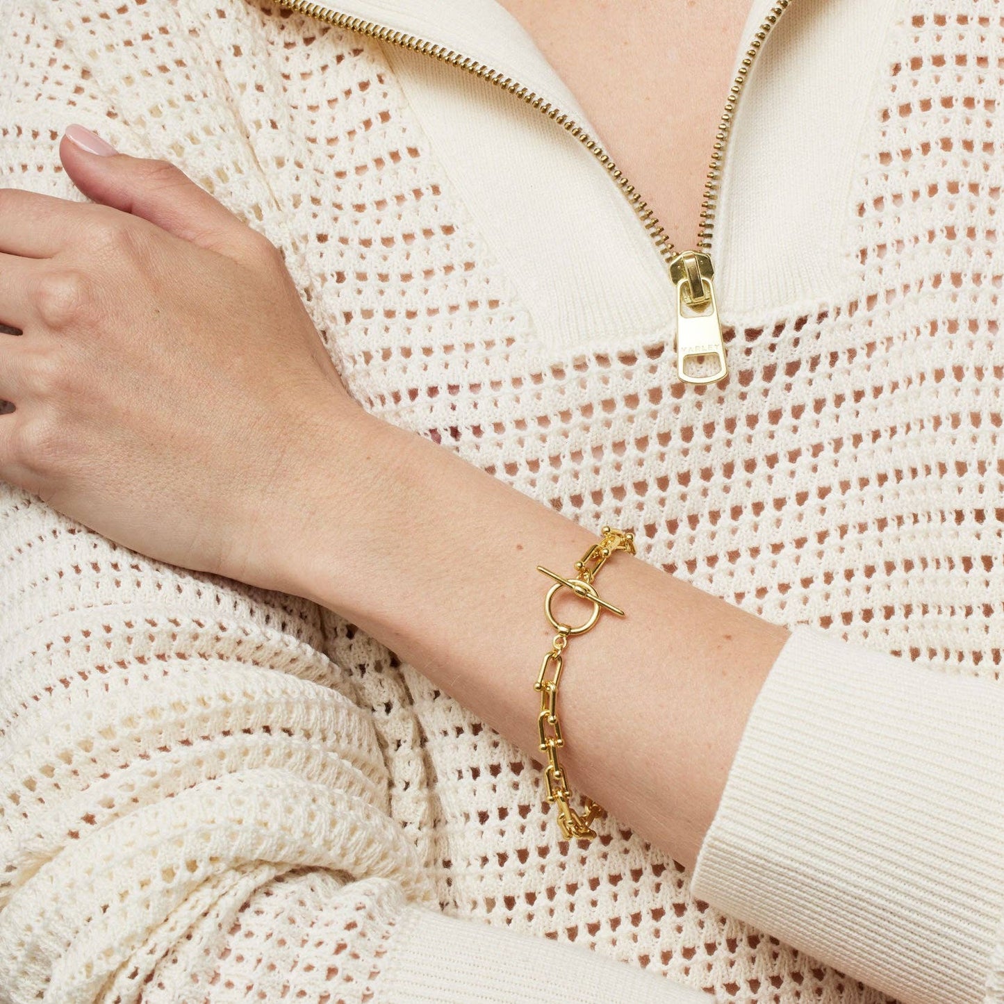 London Gold Gauge Links T-bar Chain Bracelet
