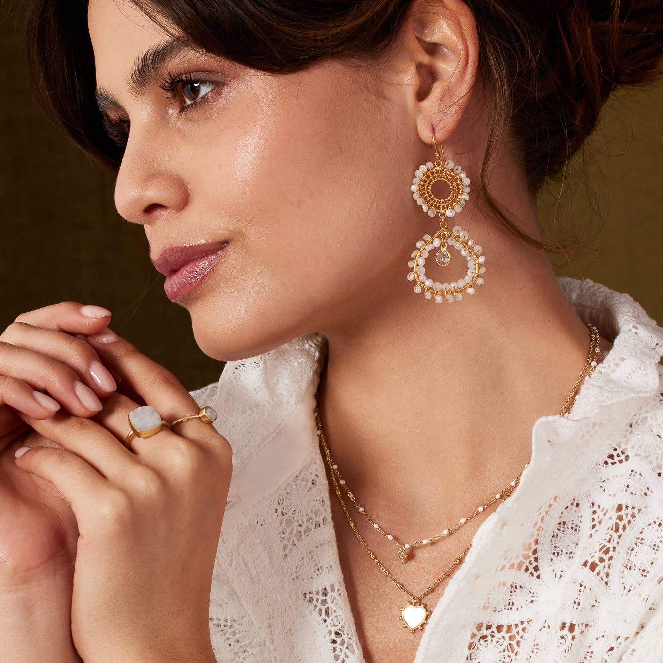 Tate Statement Beaded Earrings with Freshwater Pearls