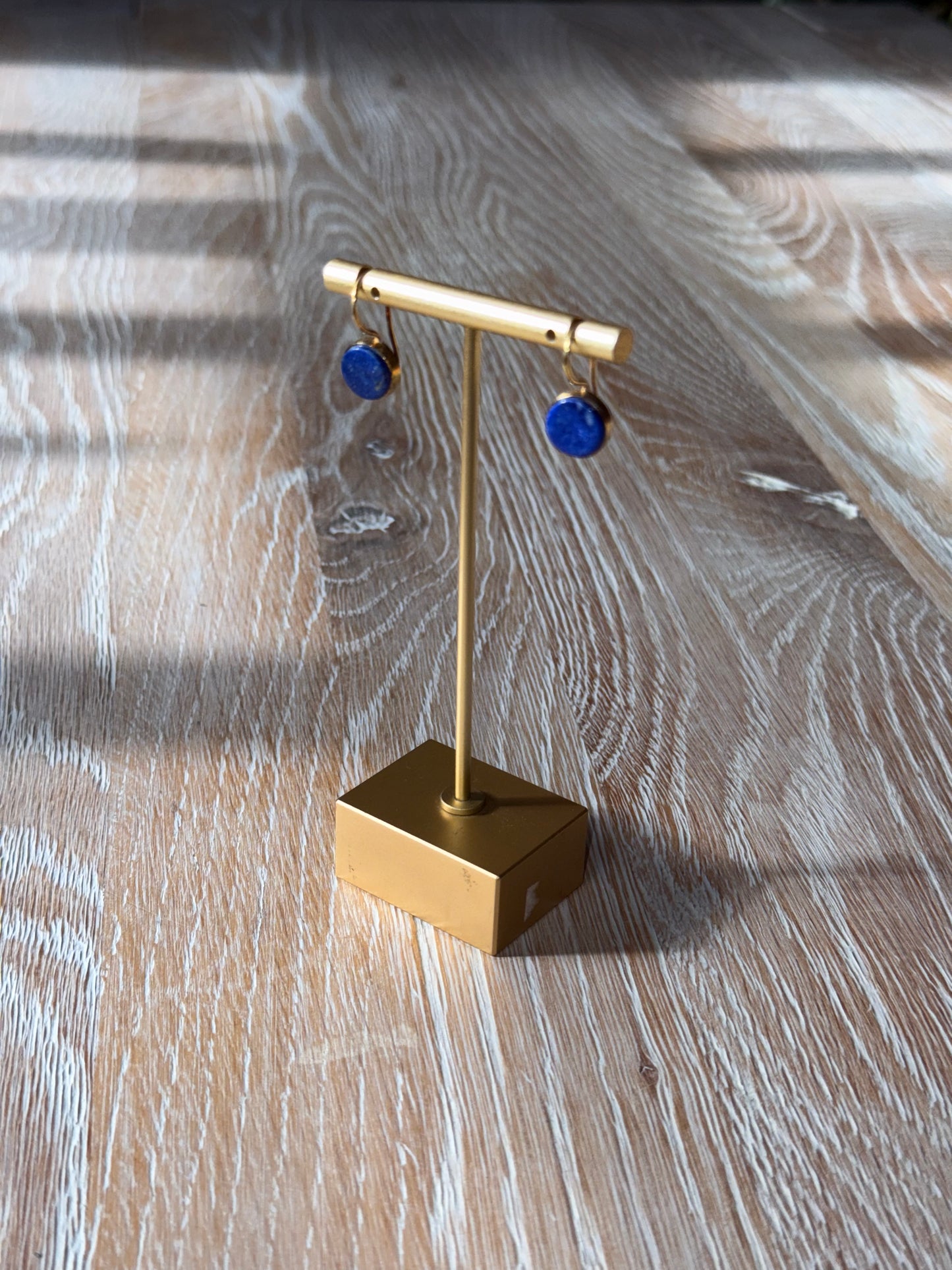 Gold Plated Silver Earrings with Lapis Lazuli Drop
