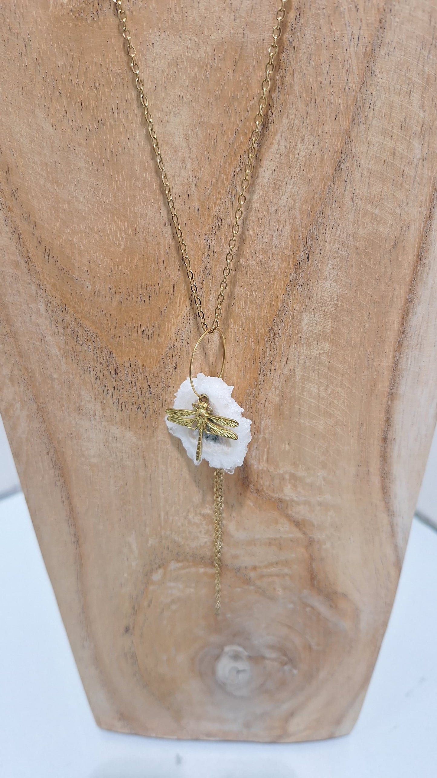 Dragonfly Necklace with Crystal Drop