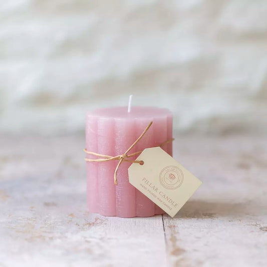 Rustic Scalloped Pillar Candle 100mm x 100mm