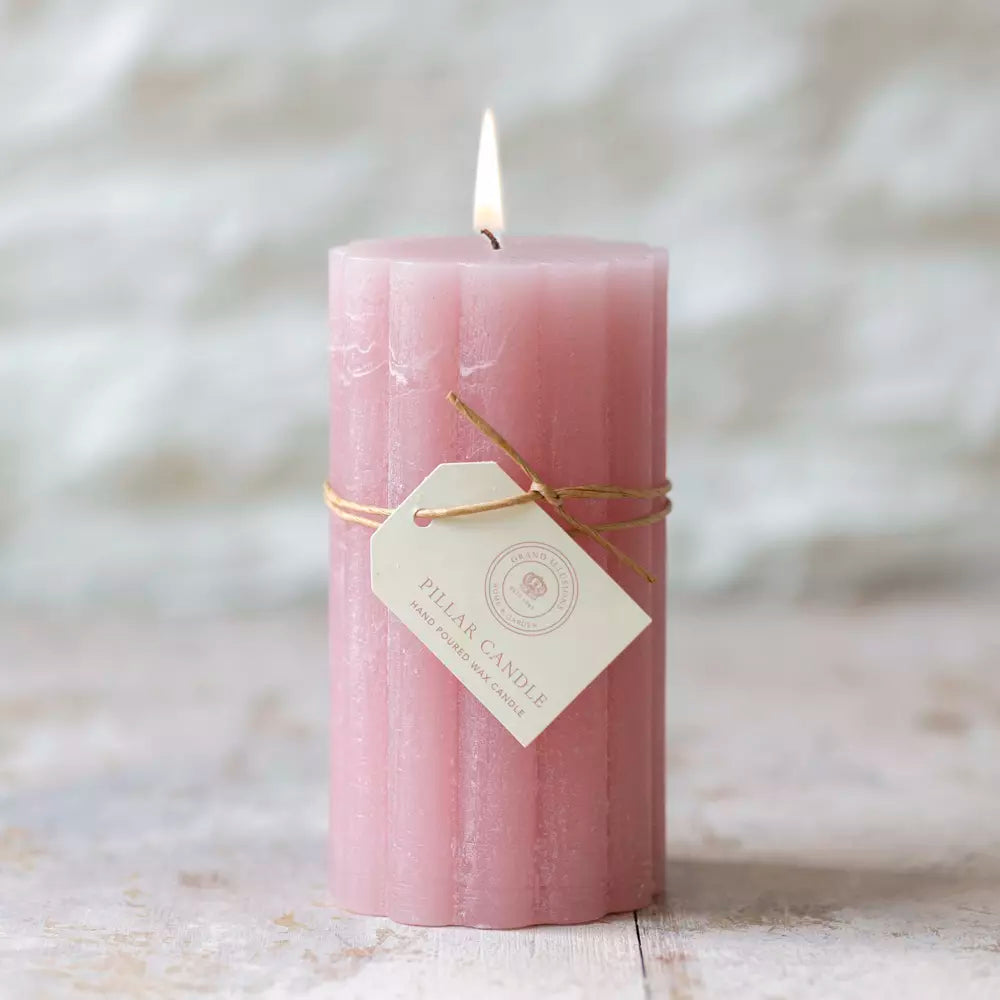 Rustic Scalloped Pillar Candle 70mm x 130mm