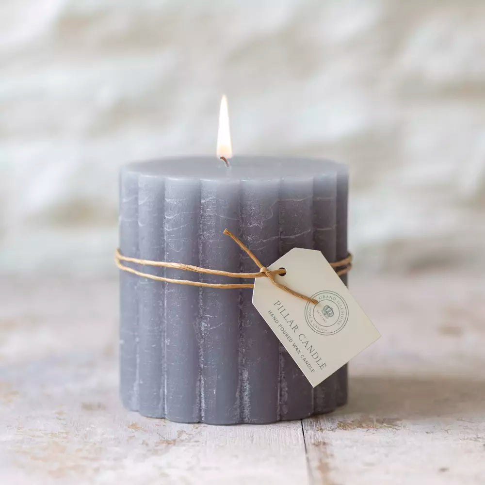 Rustic Scalloped Pillar Candle 70x75mm