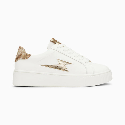 Joy White and Gold Storm Lace-up Sneakers