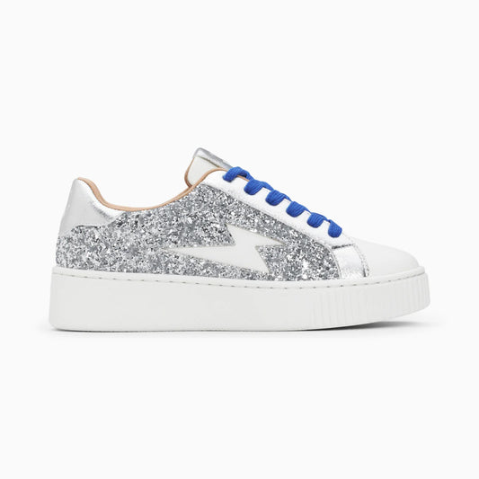 Elise Glittery Silver Storm Sneakers with Laces