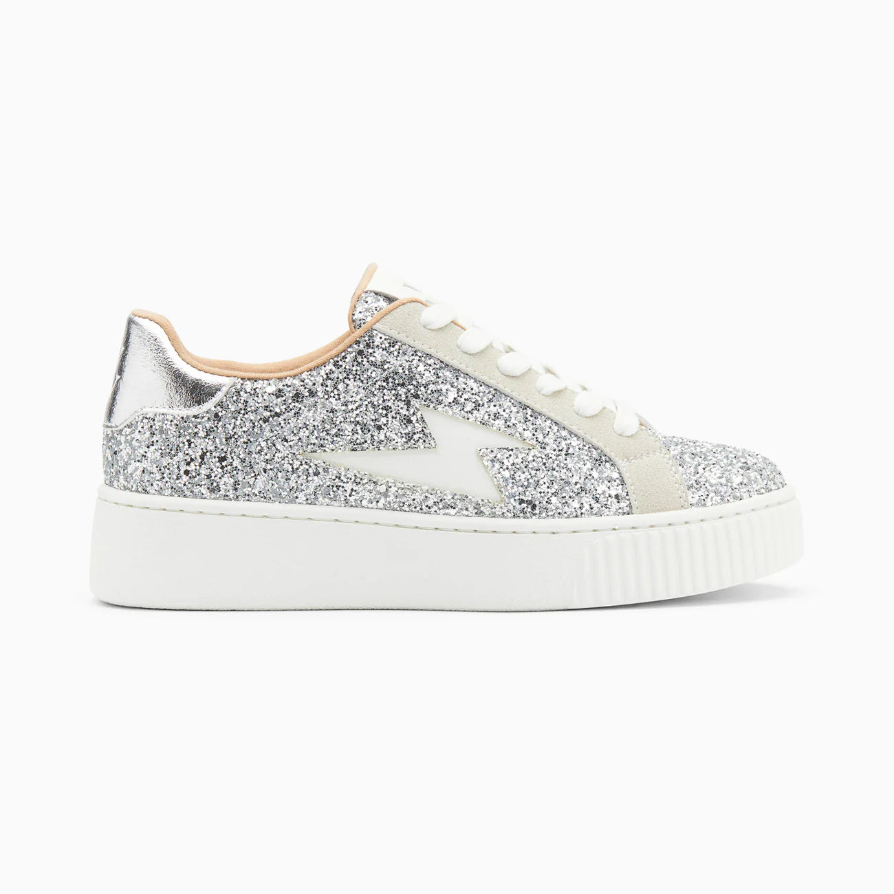 Pearl Glittery Silver Storm Sneakers with Laces
