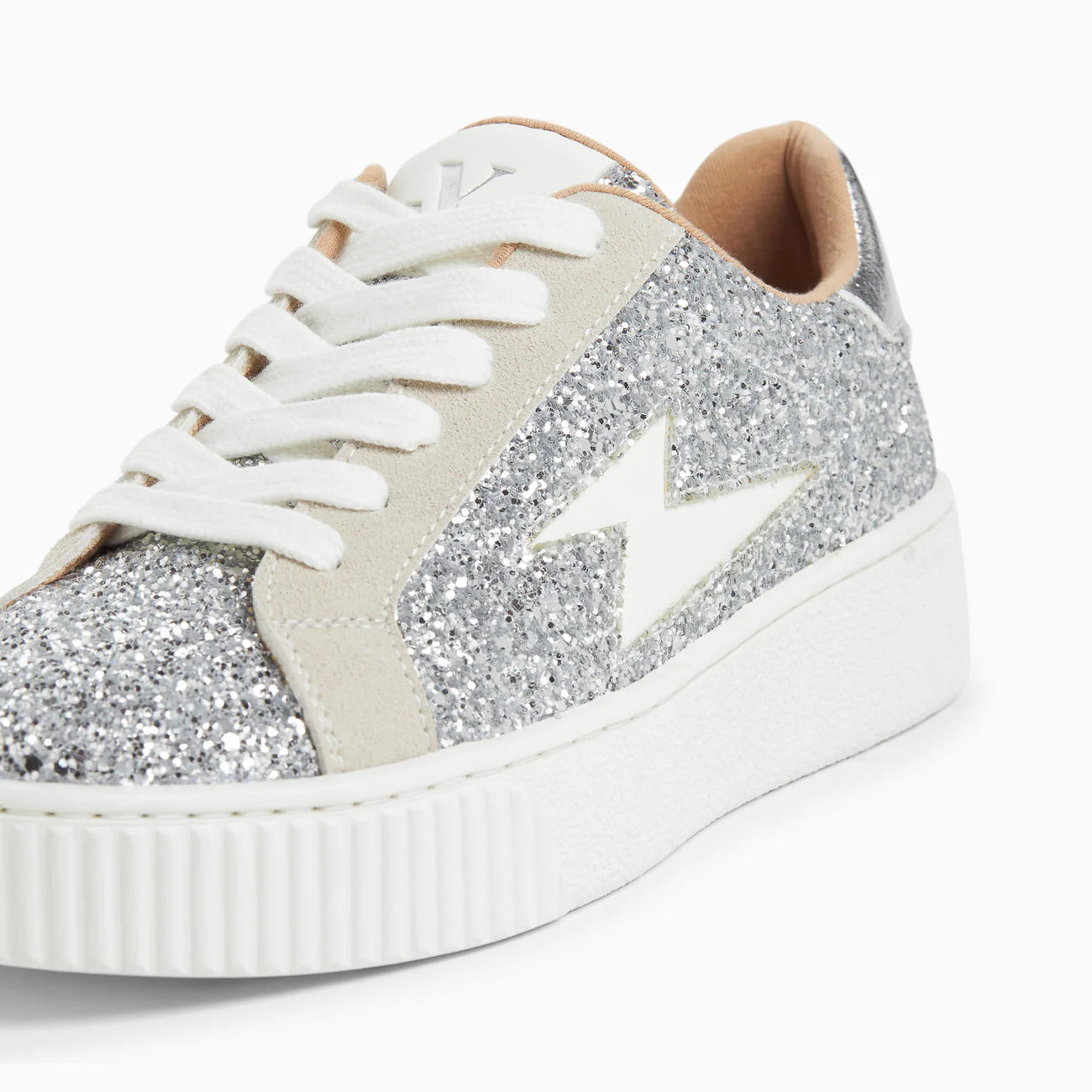 Pearl Glittery Silver Storm Sneakers with Laces