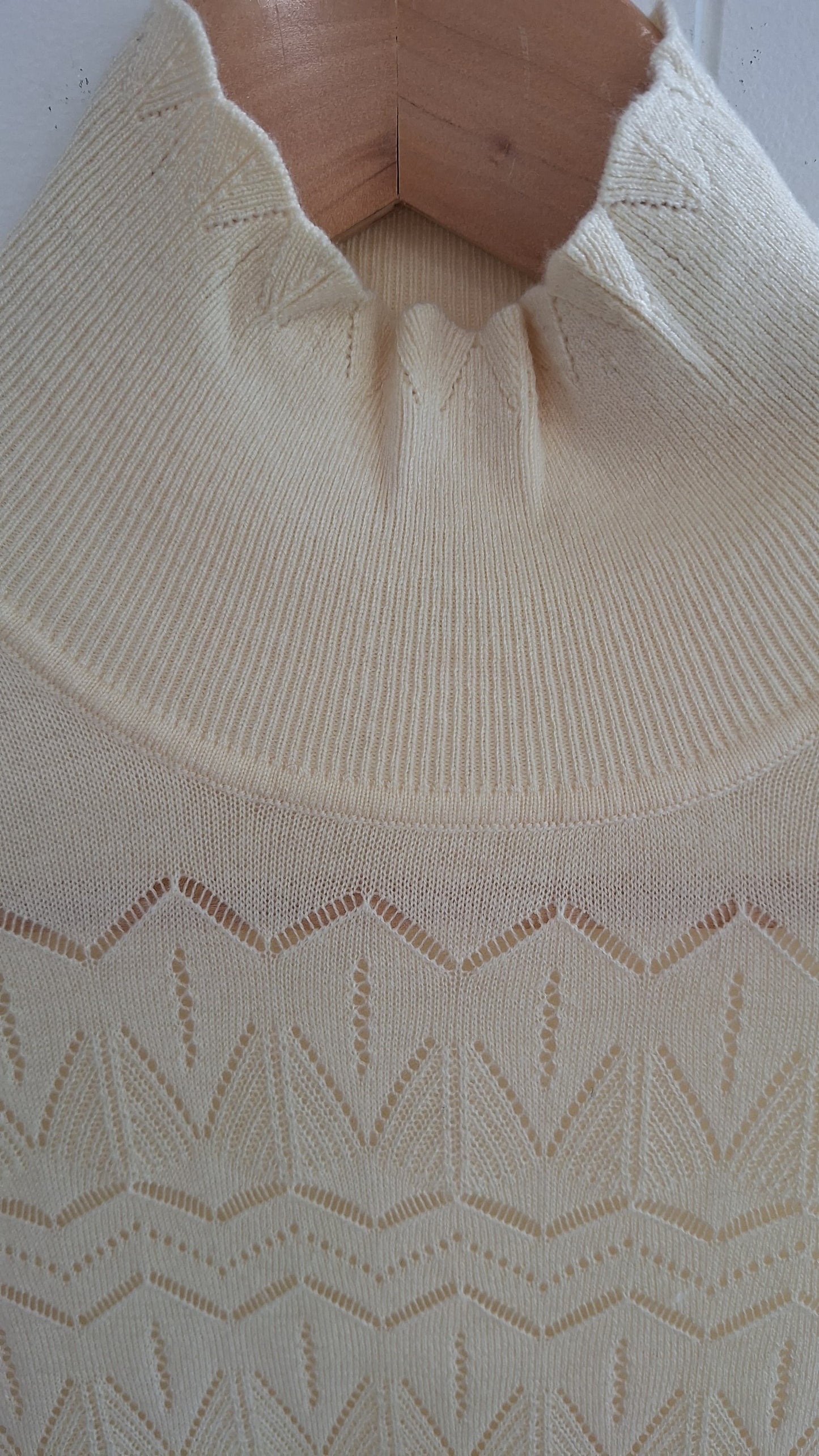 Kul Pointelle High Neck Cream Sweater/Jumper