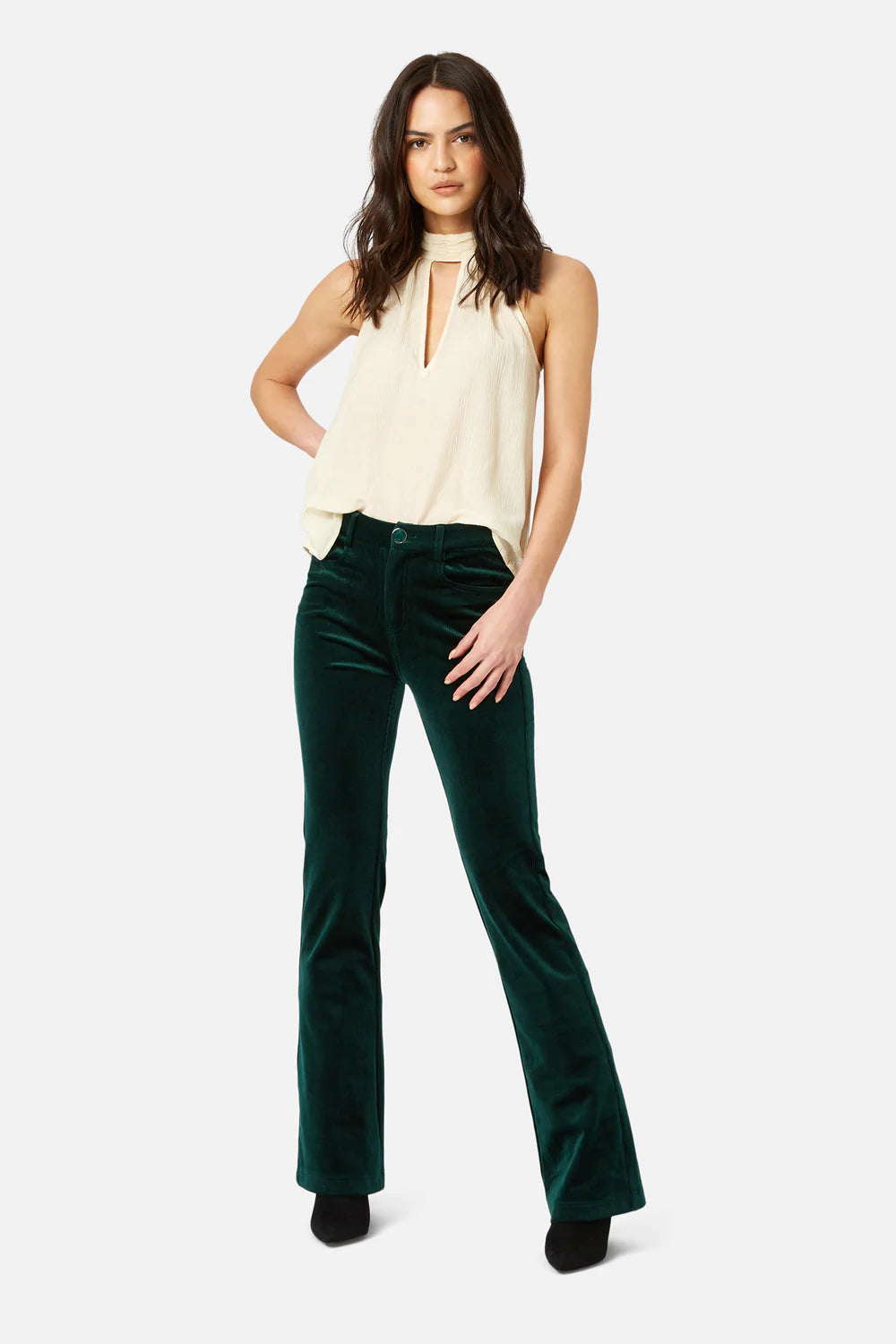 Corrie Bratter Returns Flare Trouser in Green