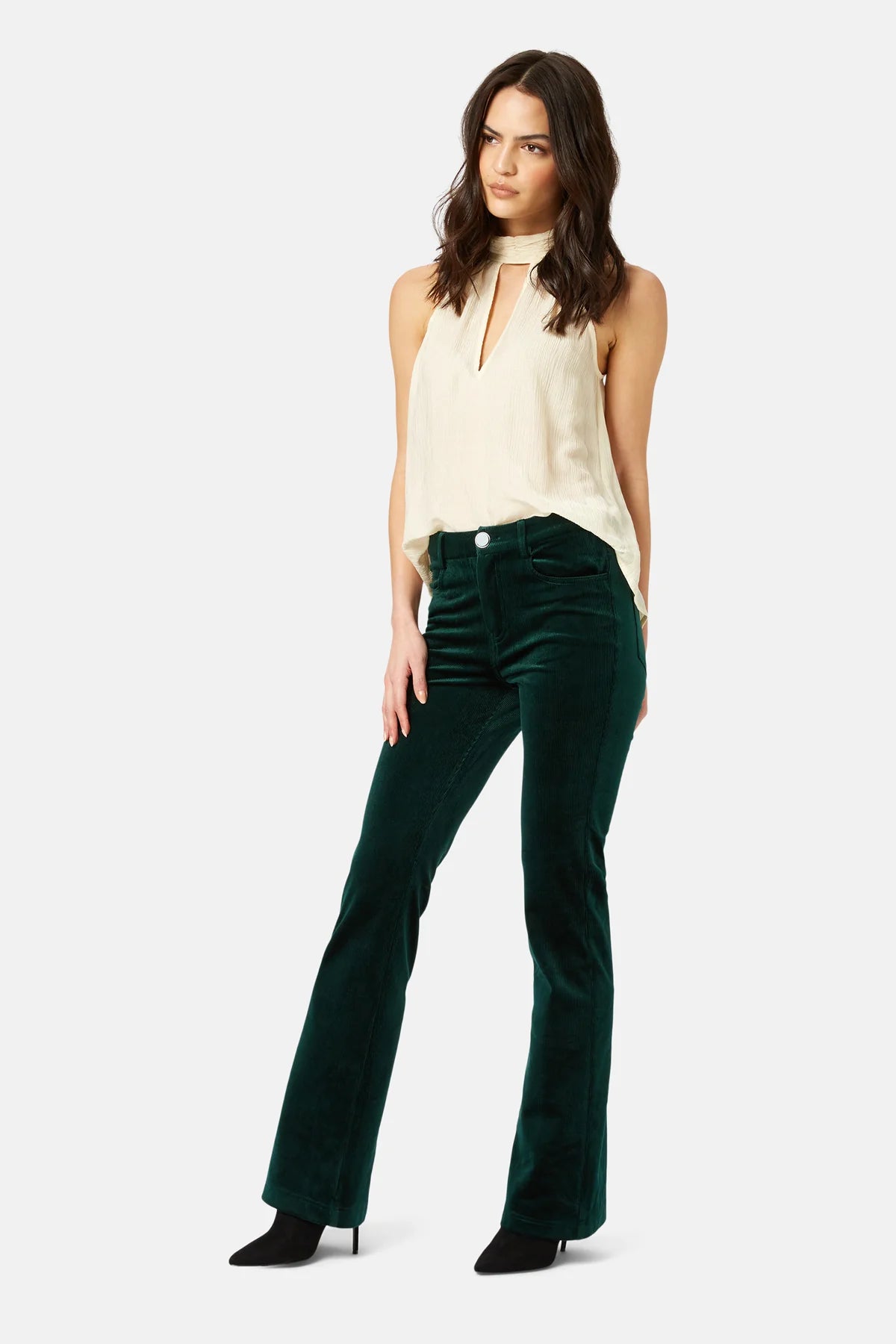 Corrie Bratter Returns Flare Trouser in Green