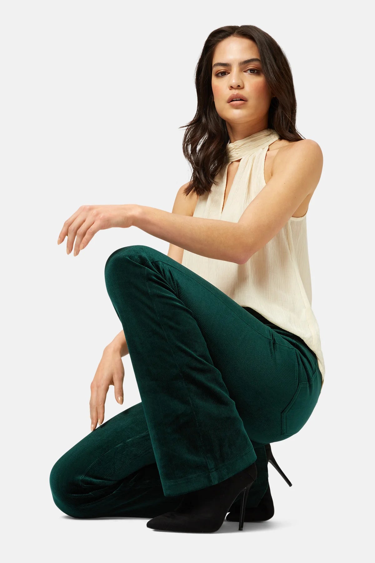 Corrie Bratter Returns Flare Trouser in Green