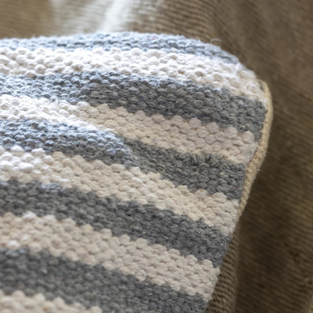 Chunky Cotton Cushion Striped Grey