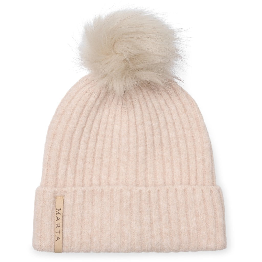 Pompom Hat in Beige