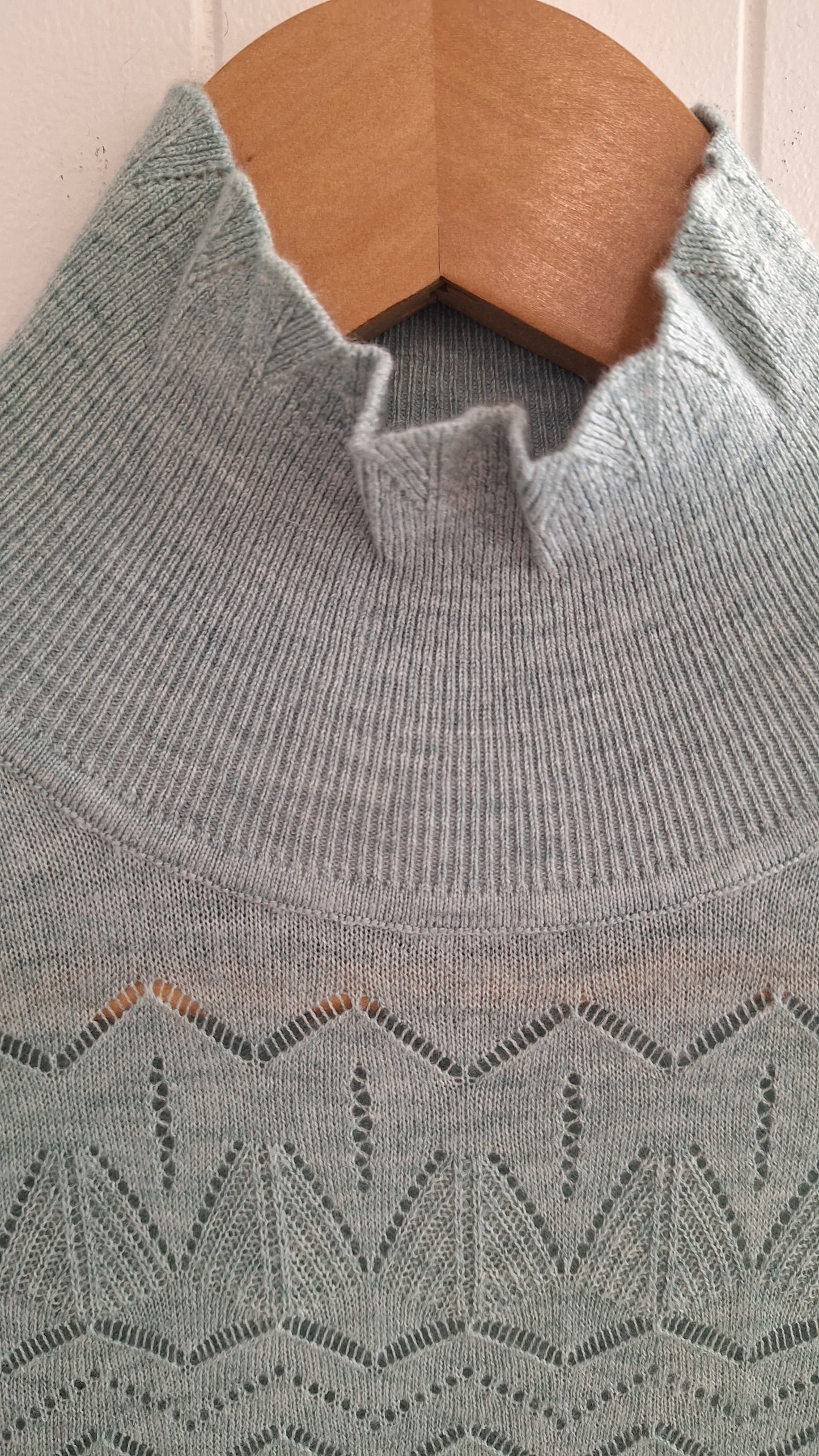 Kul Pointelle High Neck Light Teal Sweater/Jumper