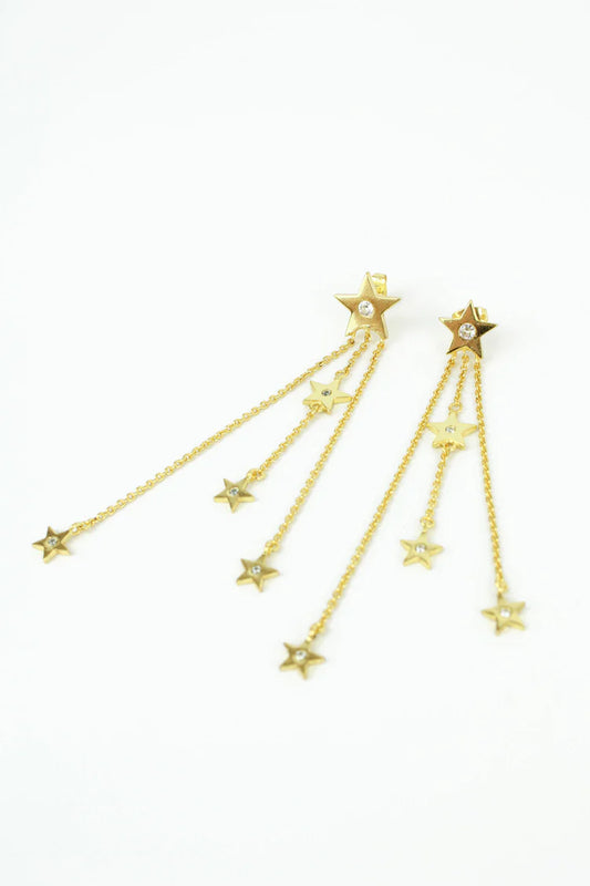 Gold and Star Chain Drop Earrings