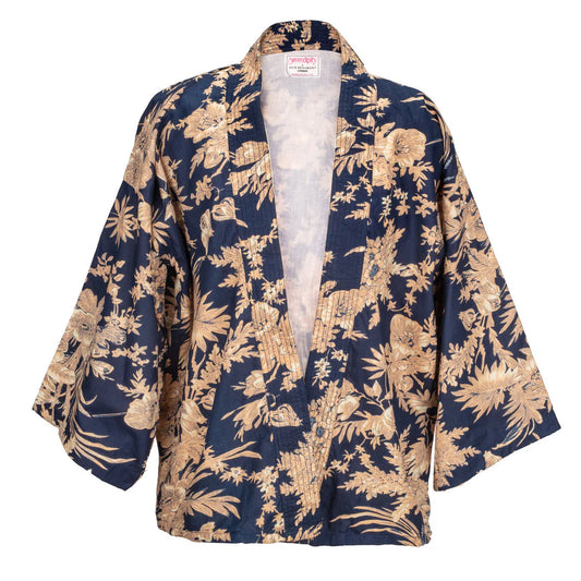 Short Kimono in Midnight Blossom