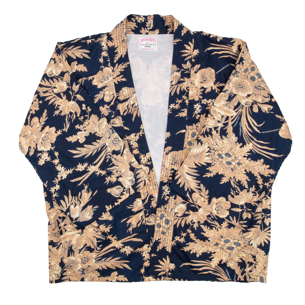 Short Kimono in Midnight Blossom