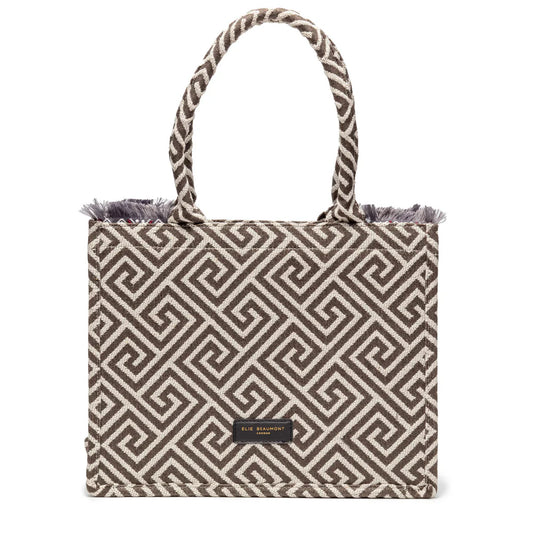 Fabric Tote in Grey Ivory Grecian