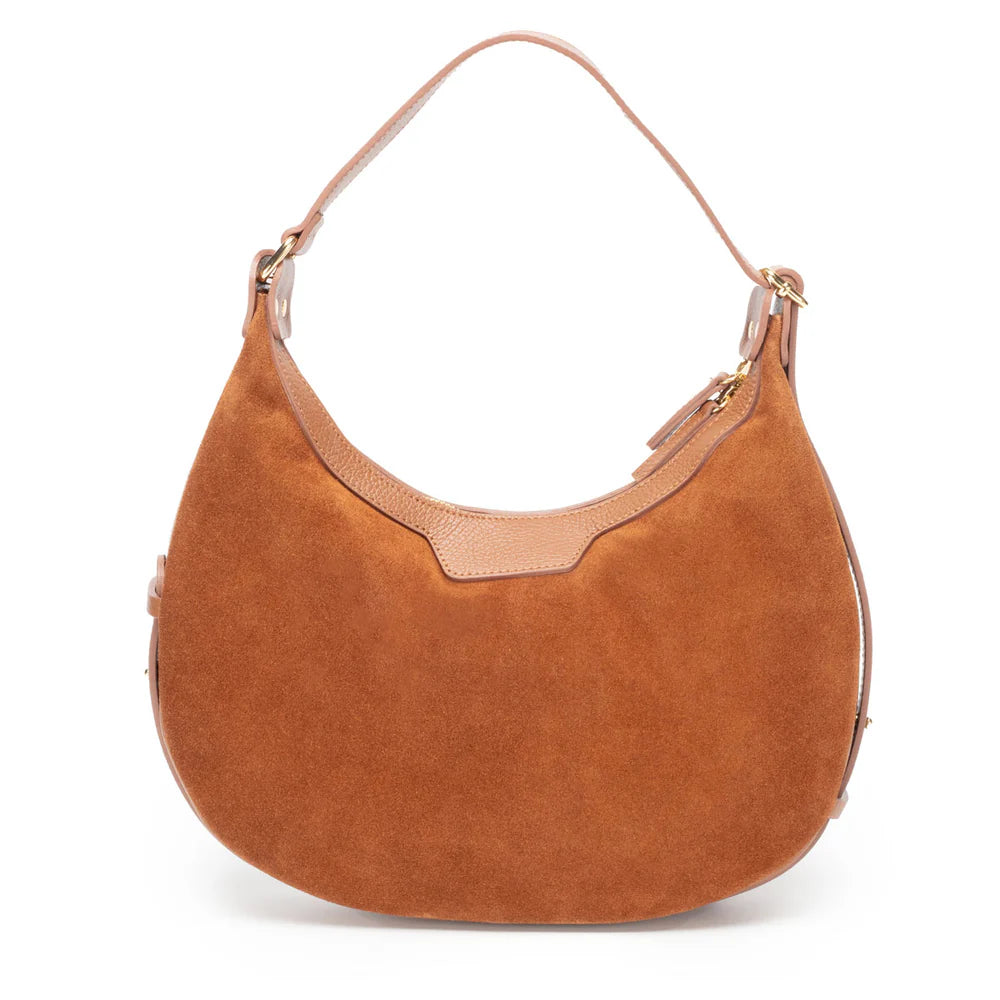 Shoulder Handbag - Crescent Suede Tan
