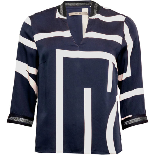 Fey Blouse in Blue and White