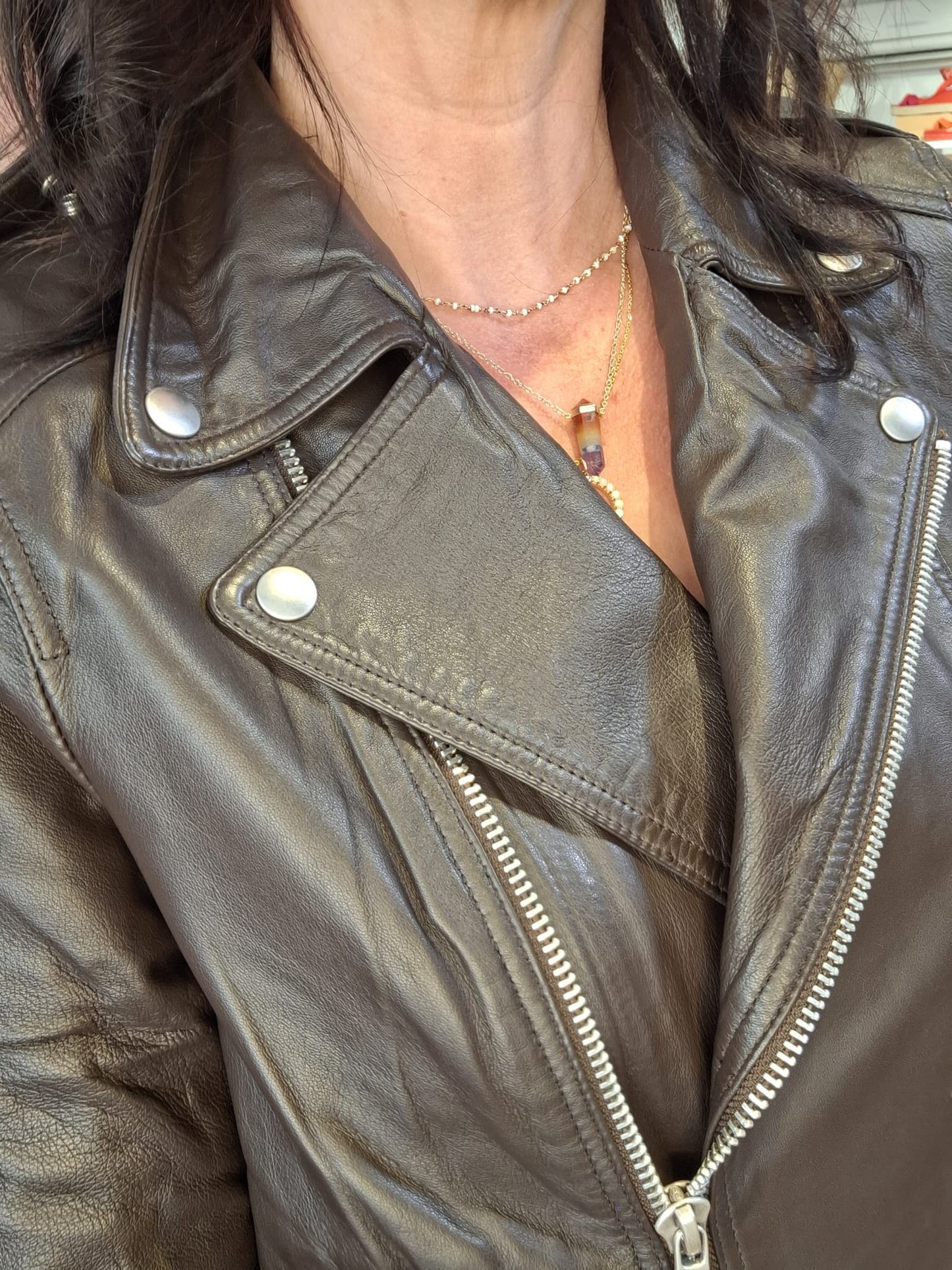 Studded Leather Jacket in Java