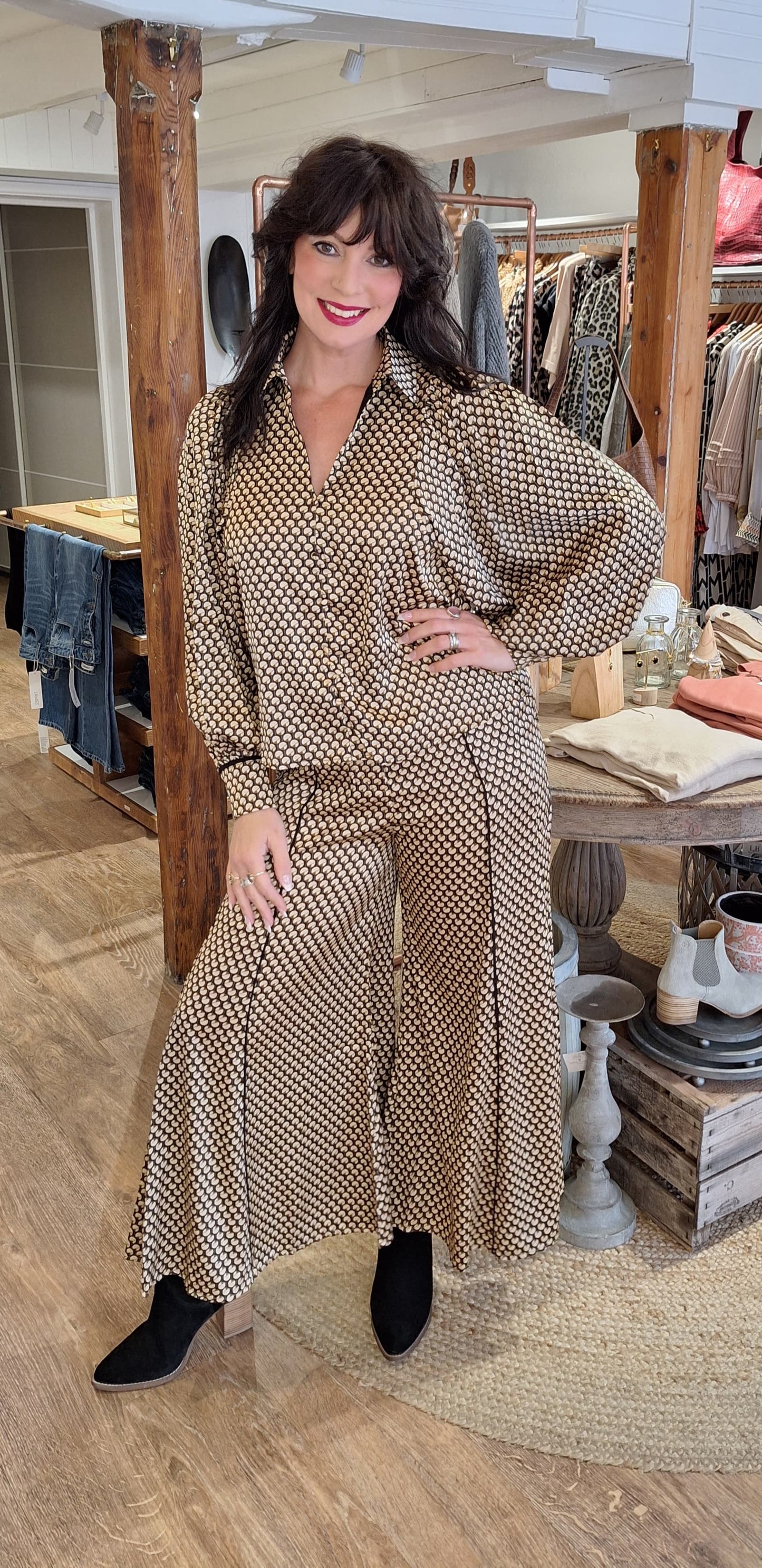 Geometric Print Palazzo Trousers