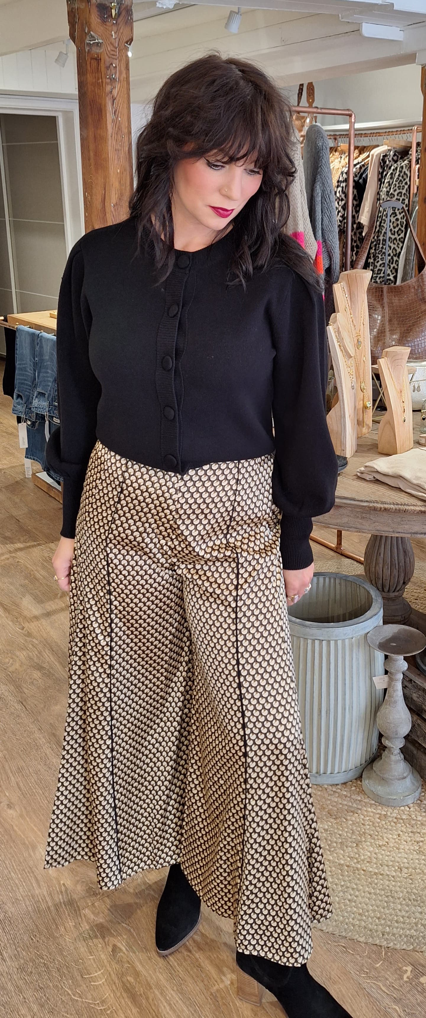 Geometric Print Palazzo Trousers