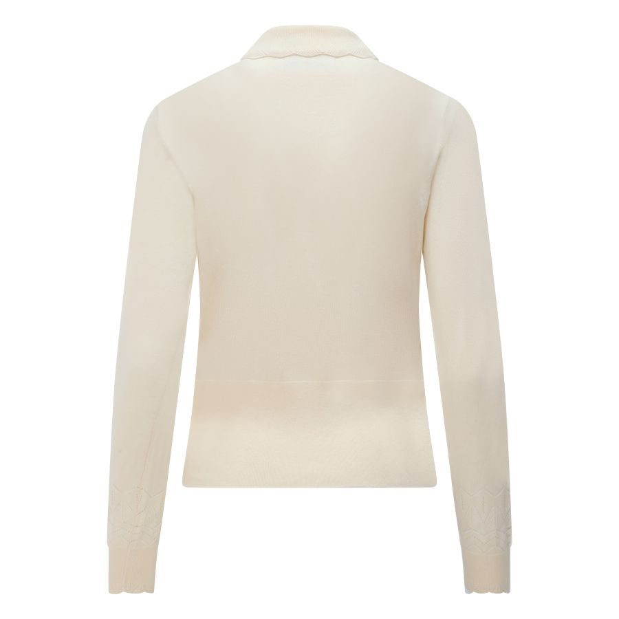 Kul Pointelle High Neck Cream Sweater/Jumper