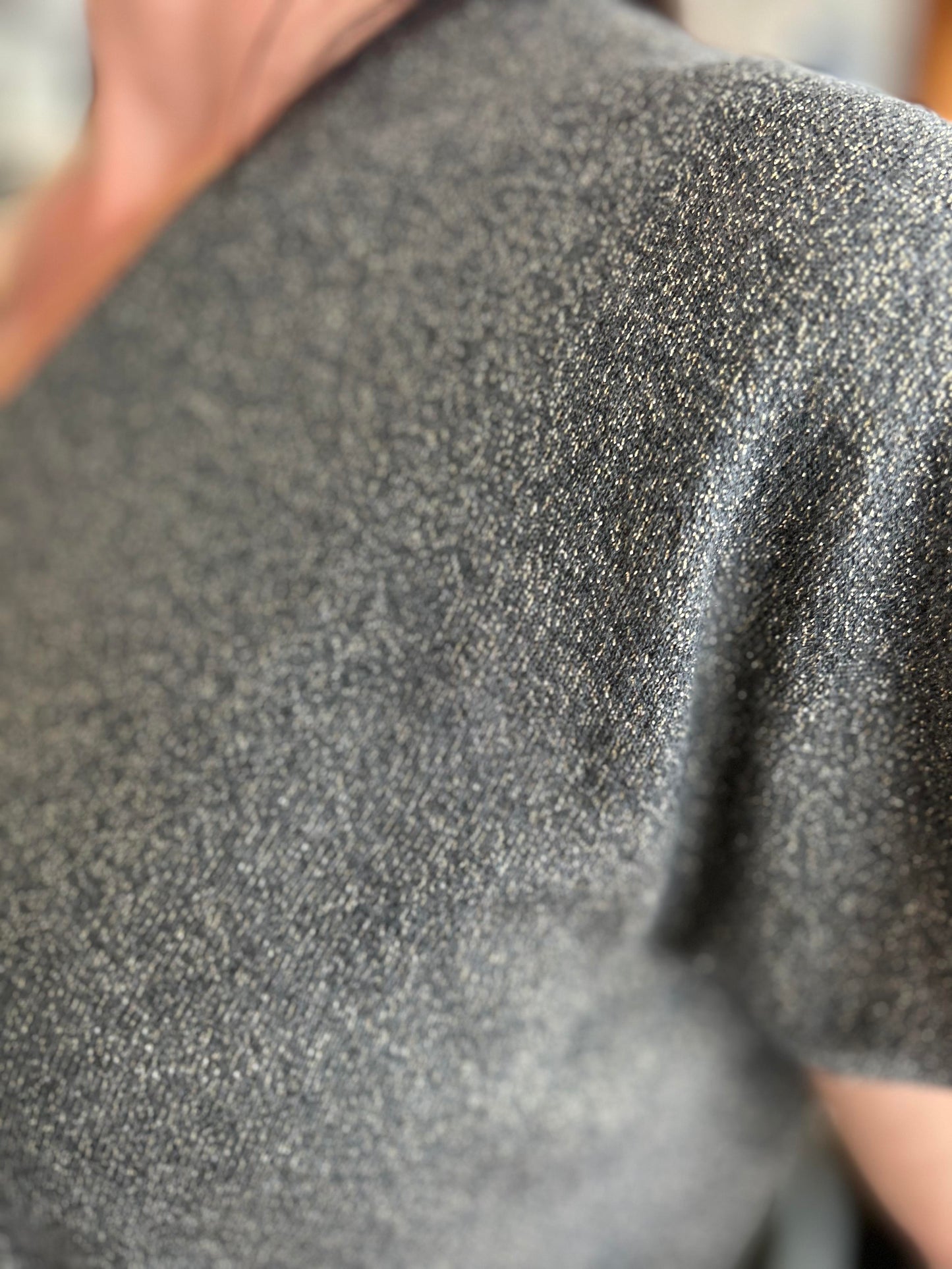 Metallic Slouch Sweater in Granite