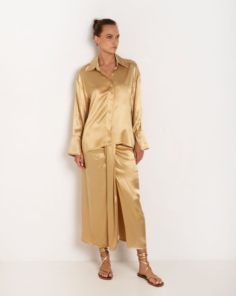 Long Sarong Skirt in Gold