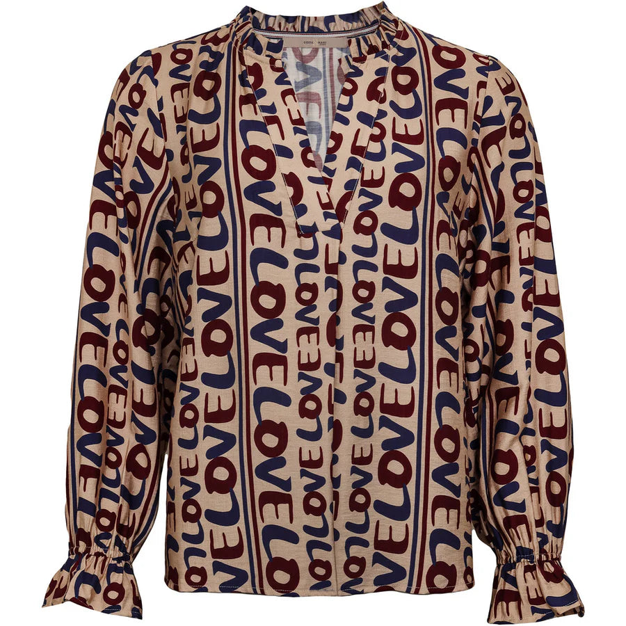 Loves Blouse in Taupe, Denim and Mulberry