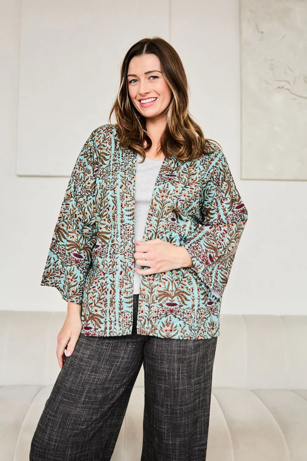 Short Kimono in Blue Baroque