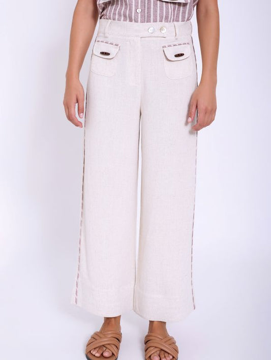 Trousers with Pocket Detail in Sand