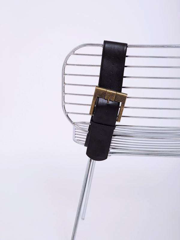 Maxi Belt with Gold Buckle in Black