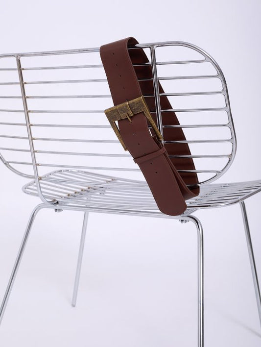 Maxi Belt with Gold Buckle in Tan