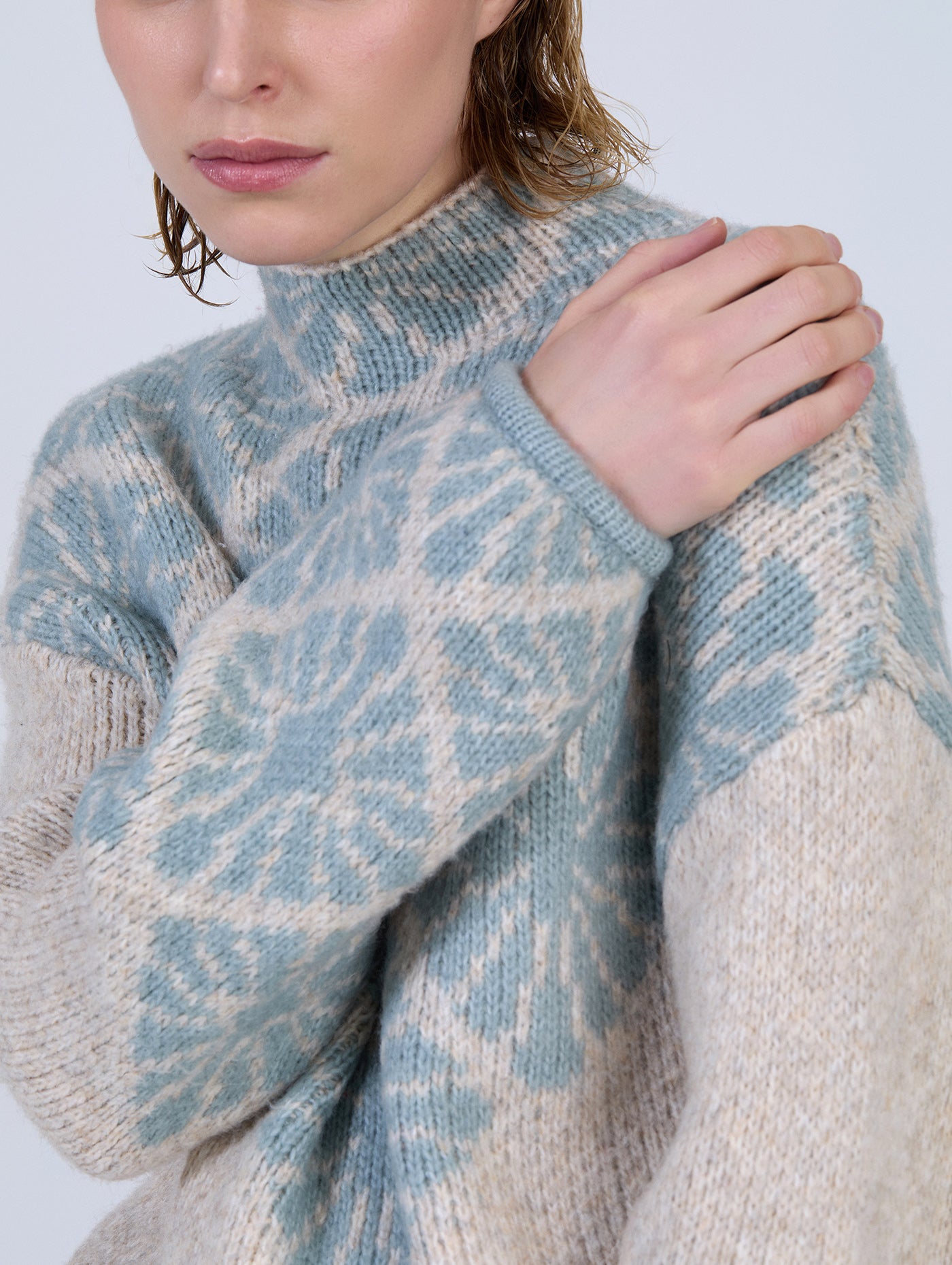 Jacquard Sweater in Teal