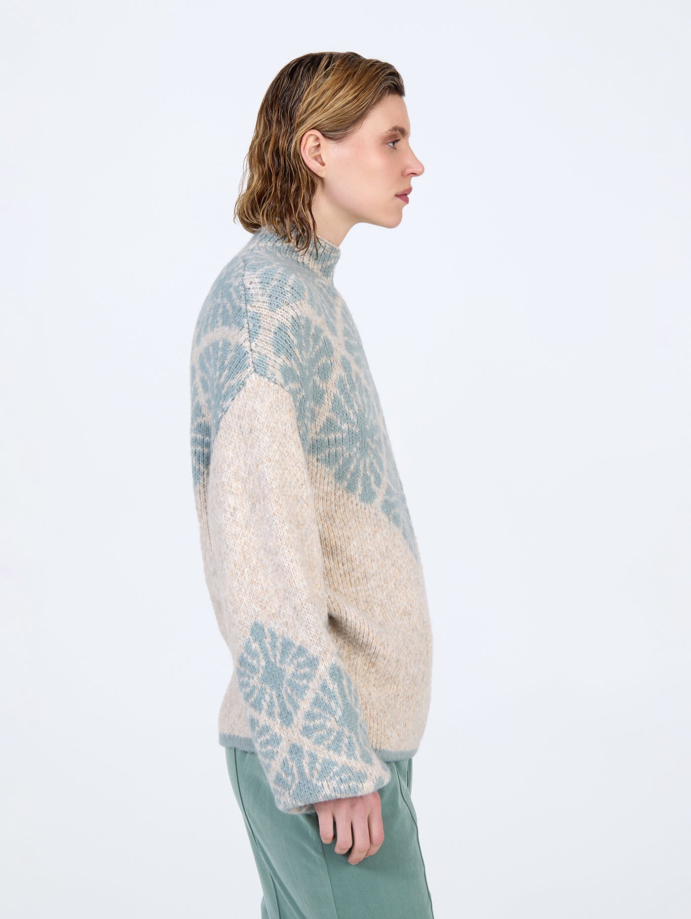 Jacquard Sweater in Teal