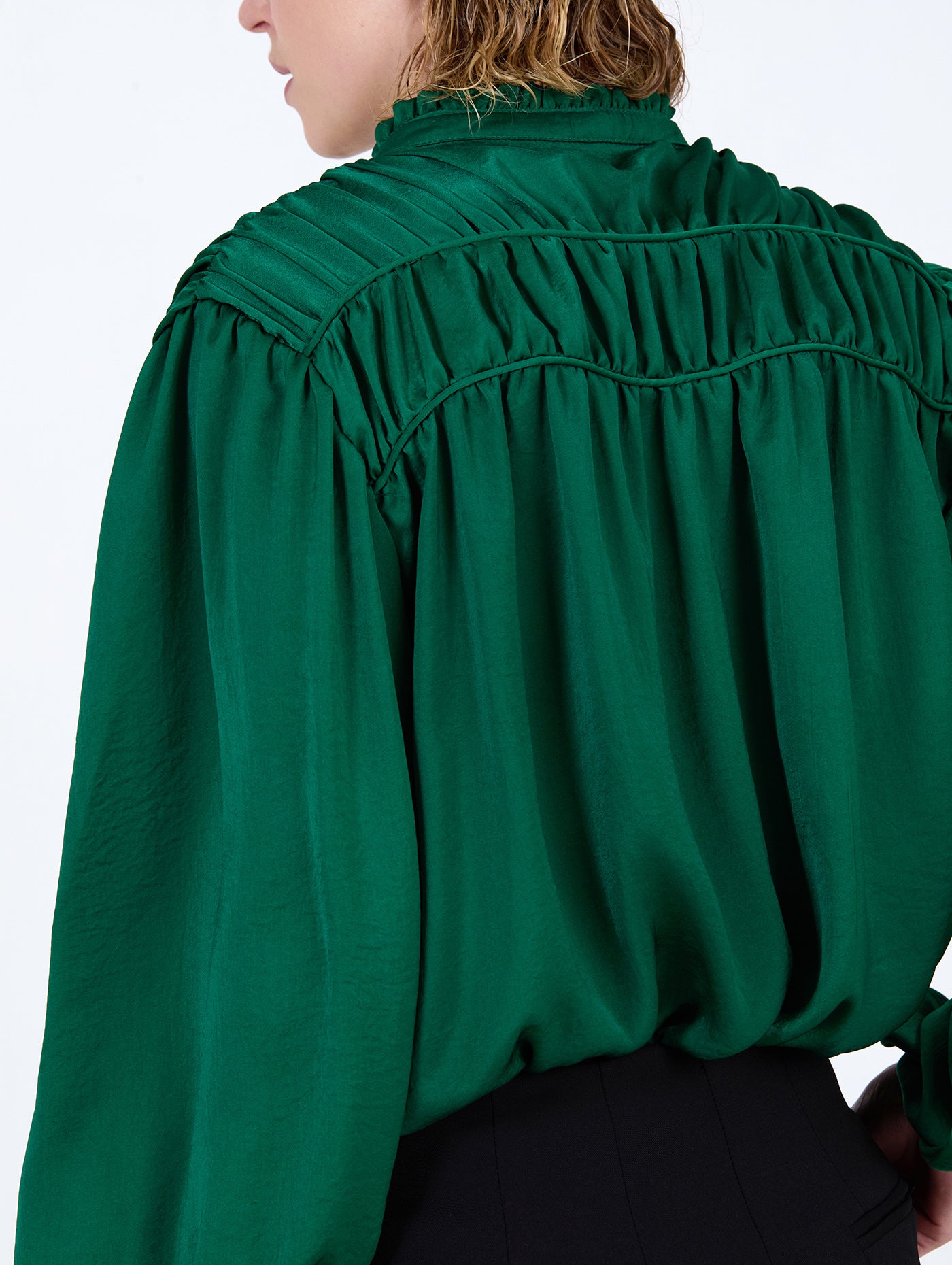 Satin Ruffle Blouse