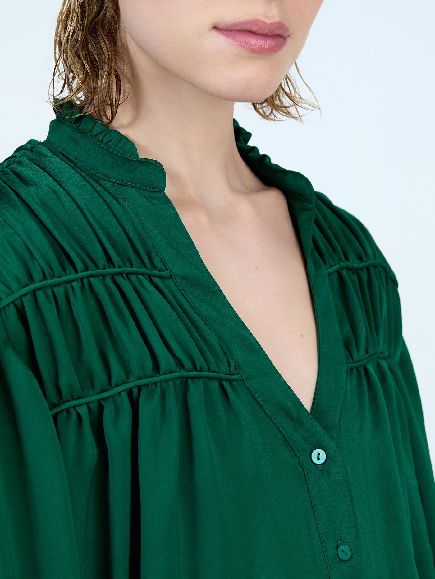 Satin Ruffle Blouse