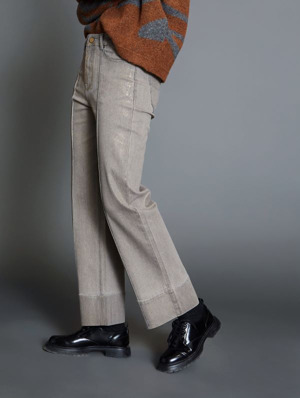 Metallic Trousers in Grey