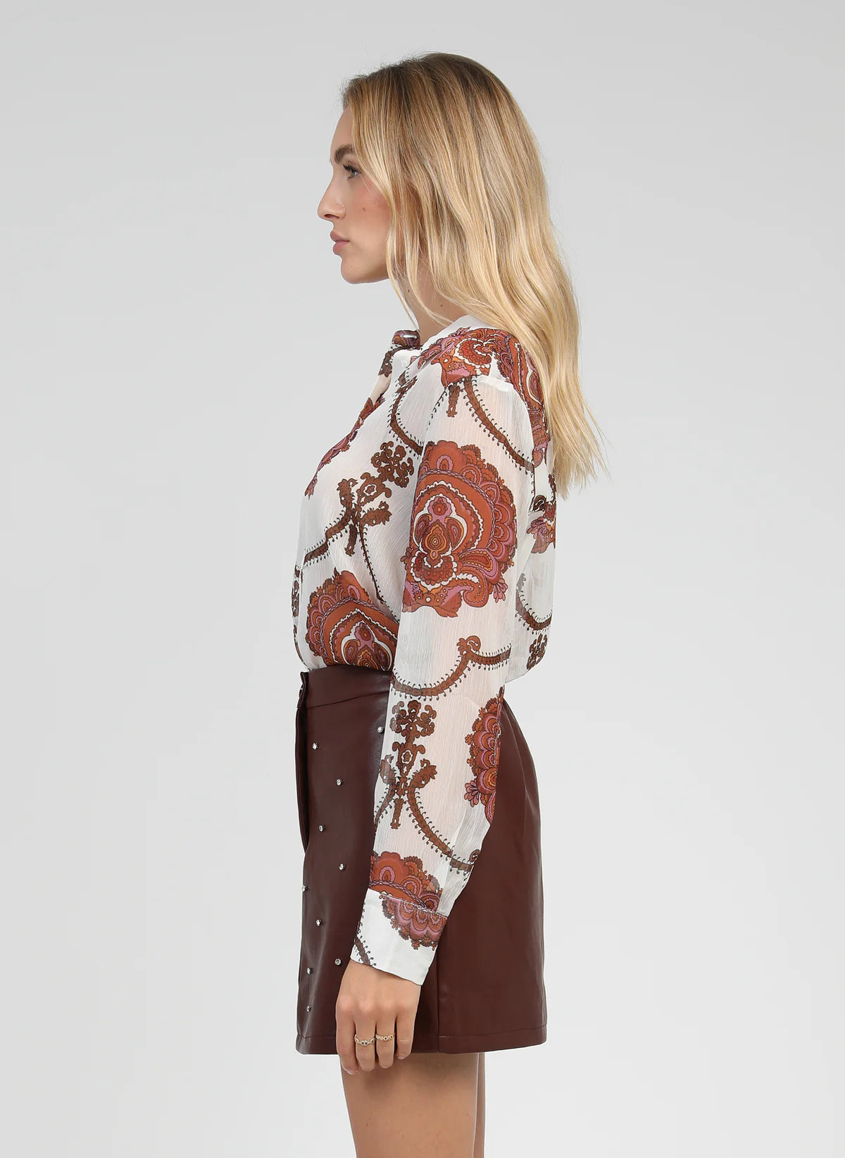 SABERY Shirt in Wine and Ecru