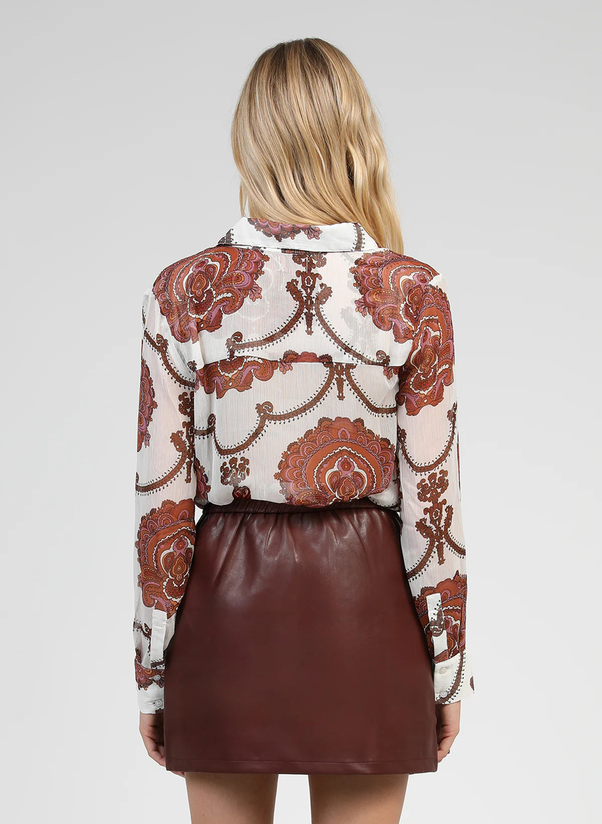 SABERY Shirt in Wine and Ecru