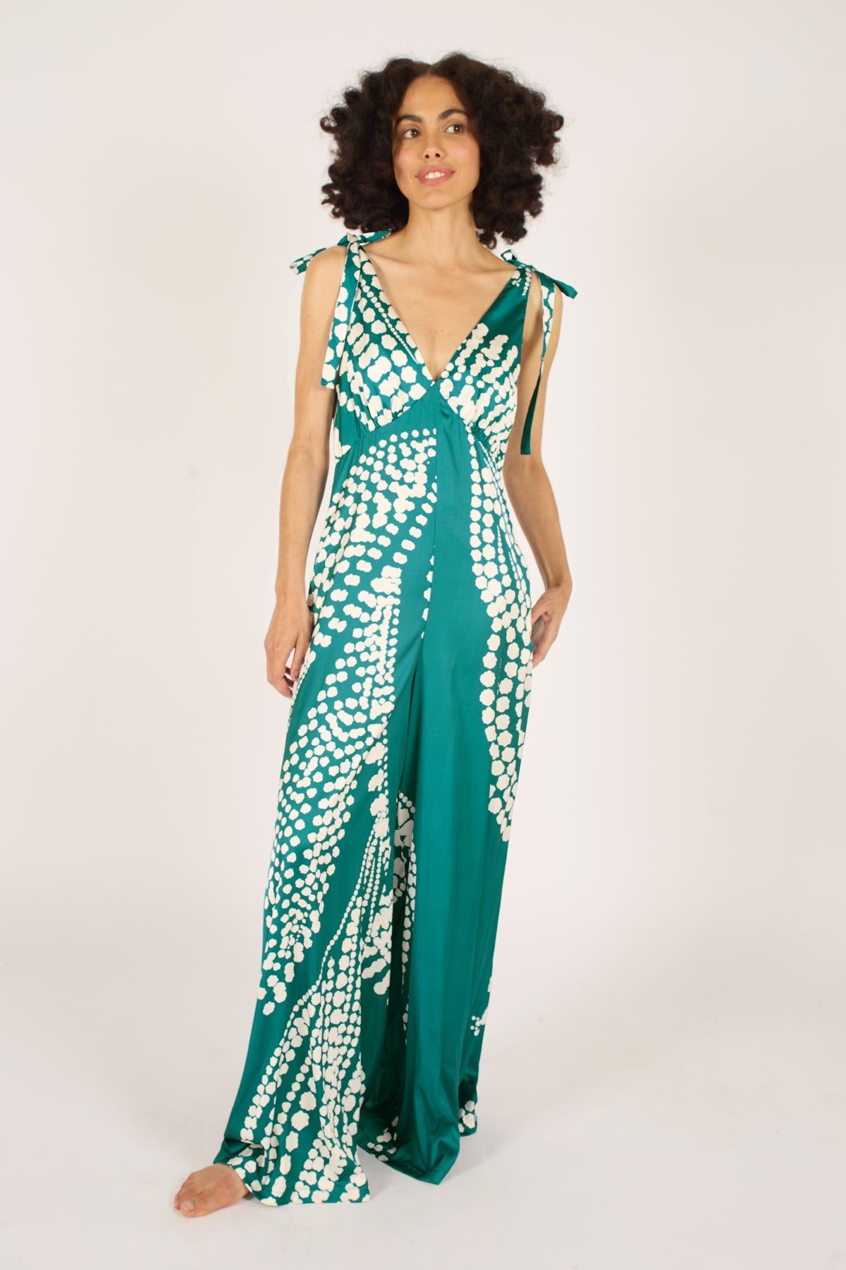 Gracie Jumpsuit in Blue & Cream Paisley Print