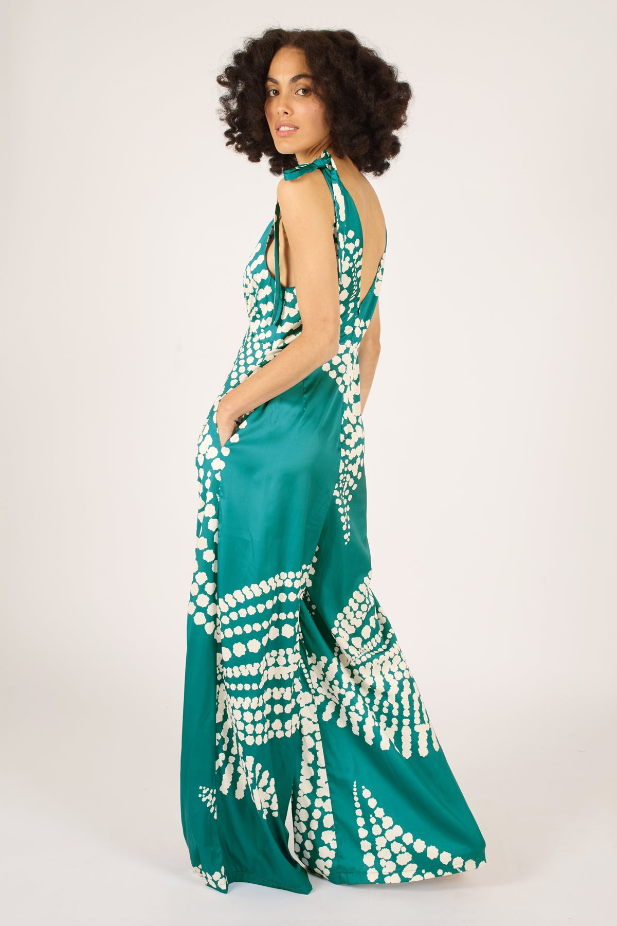 Gracie Jumpsuit in Blue & Cream Paisley Print