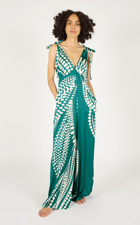 Gracie Jumpsuit in Blue & Cream Paisley Print